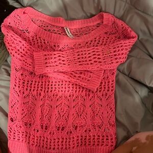 Brand new worn once Aeropostale off the shoulder hot pink sweater